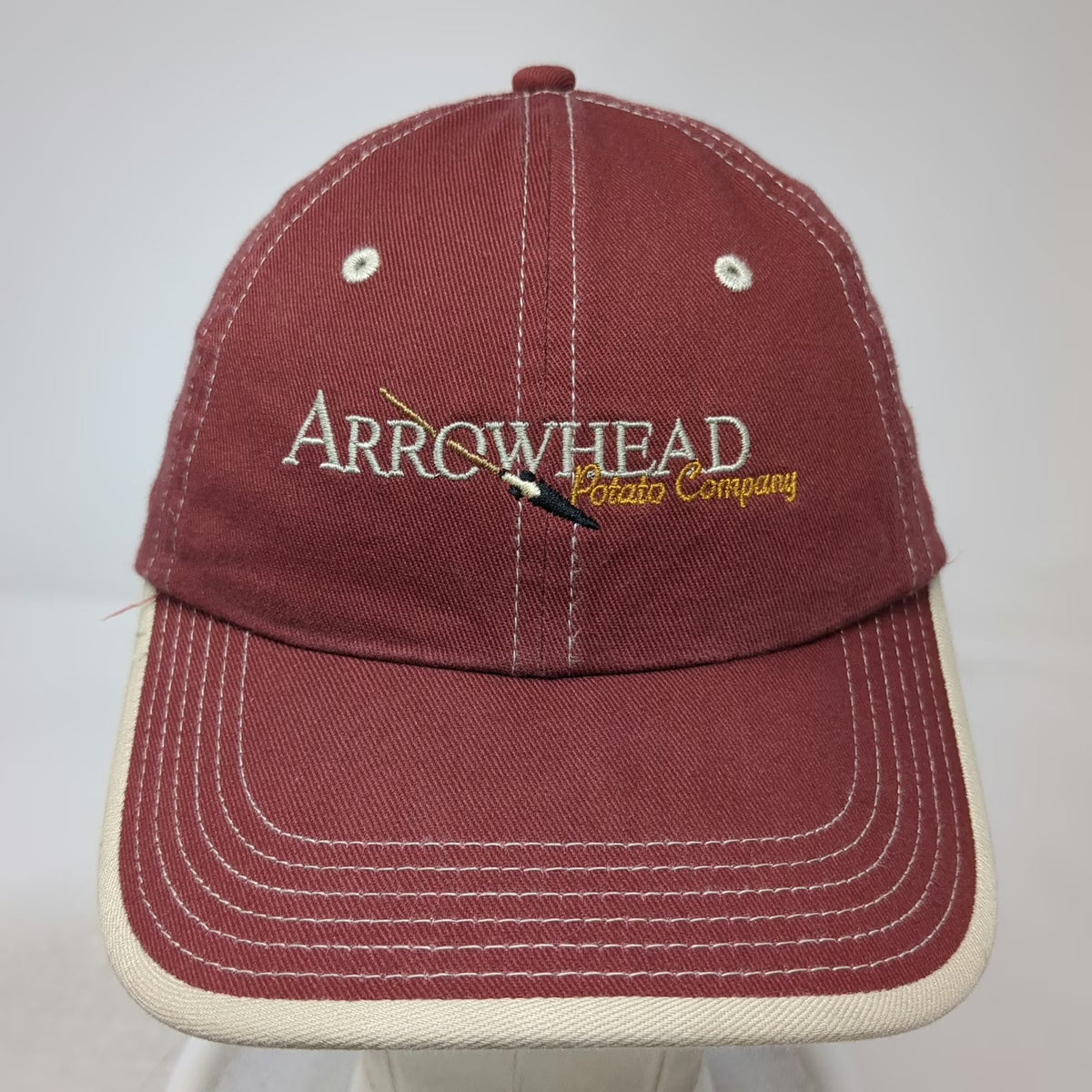 Port Authority Red Baseball Cap OSFM Arrowhead Potato Company Logo Hat Cotton