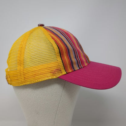 camp david Baseball Cap Pink One Size Yosemite Mesh Woven Stripe Adjustable Hat