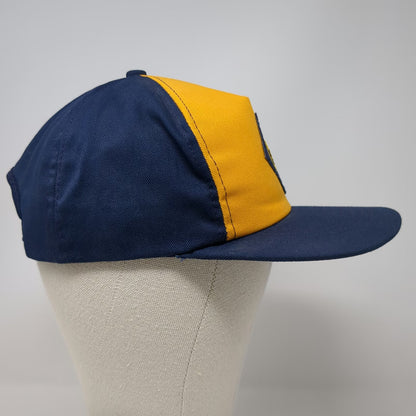 Cap America 5 Panel Blue Yellow L Wolf Patch Snapback Made in USA Vintage Hat