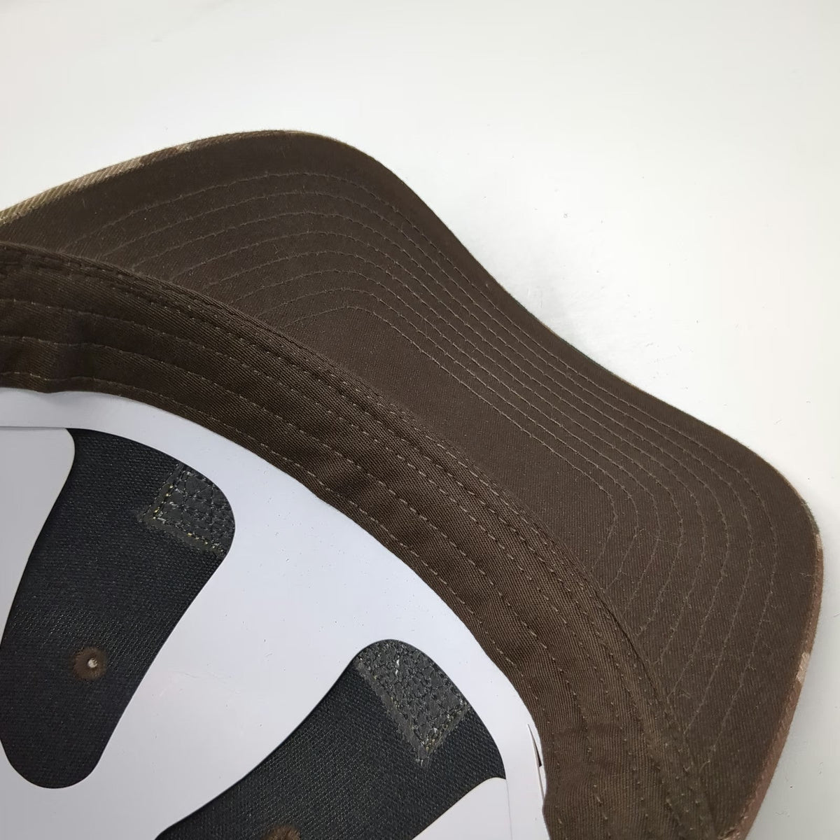 Richardson Trucker Hat Brown One Size Camo Leather Patch American Flag Plumbing