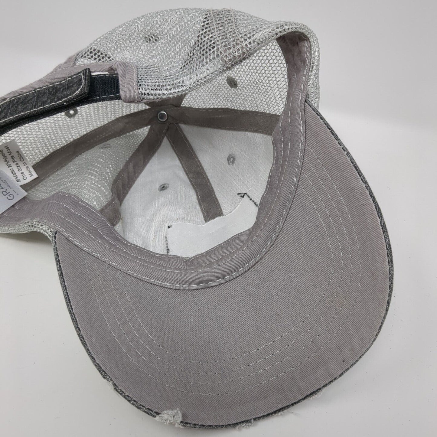 Gracie Designs Ponyback Trucker Hat Gray OS Adjustable Mesh Floral Distressed