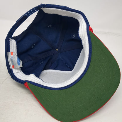San Sun Trucker Hat Blue Red One Size GFI Q Logo Rope Snapback Green Underbrim