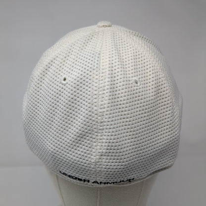 Under Armour Fitted Hat White L/XL Lightweight Embroidered Vented Holes 6 Panel
