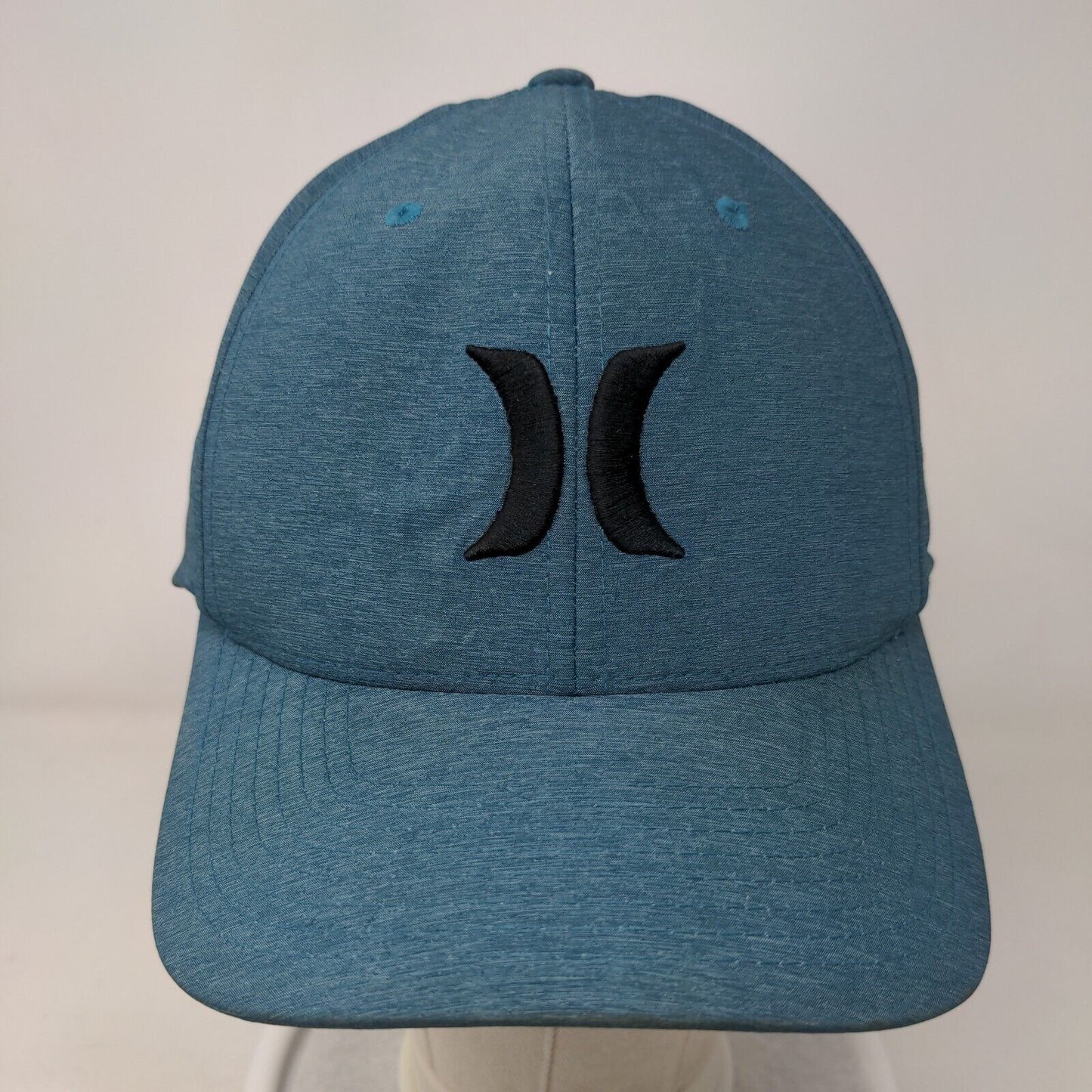 Hurley Fitted Hat Blue L/XL Embroidered Logo 6 Panel Flexfit Yupoong