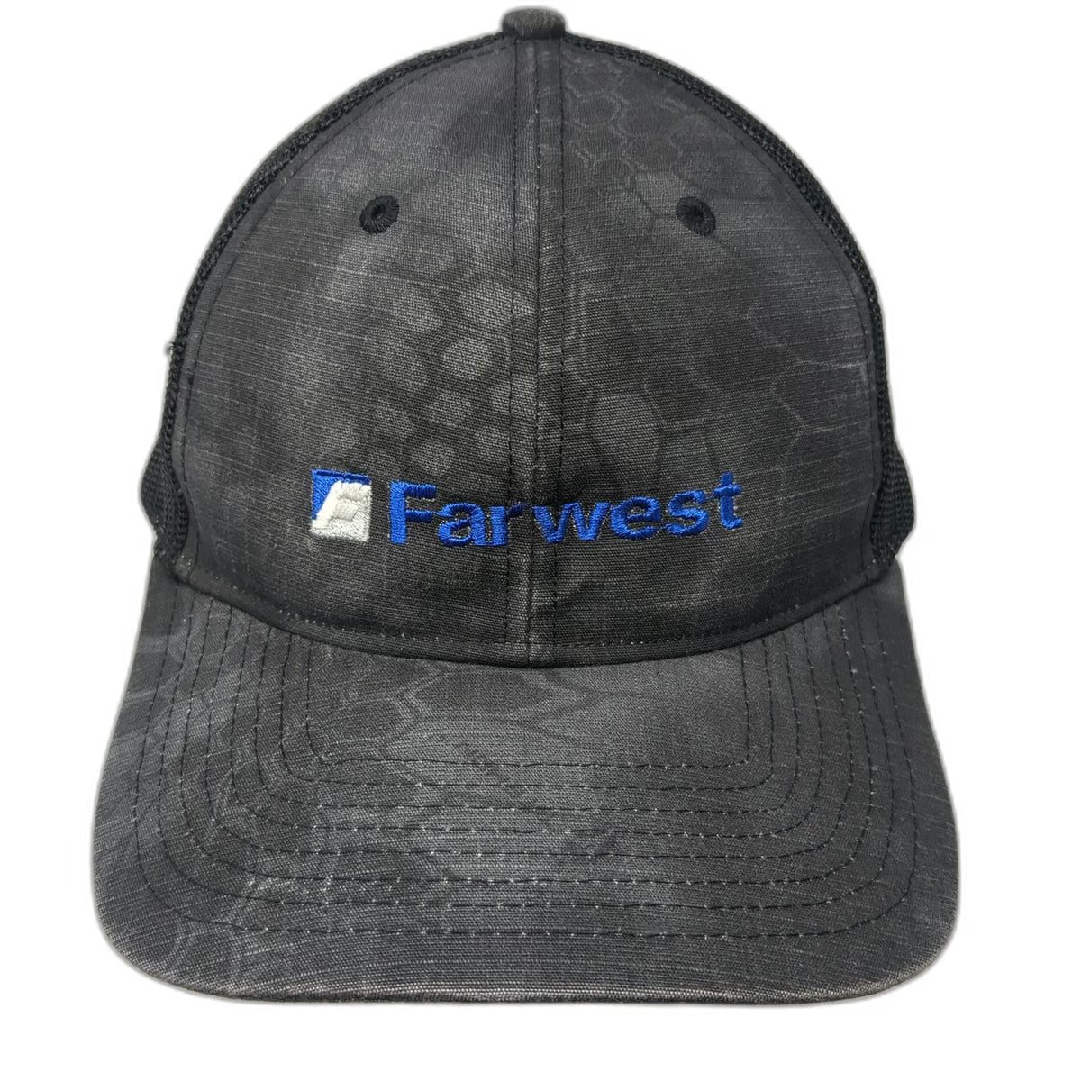 Richardson Trucker Hat Black Blue One Size Farwest Hex Camo Mesh Back Snapback