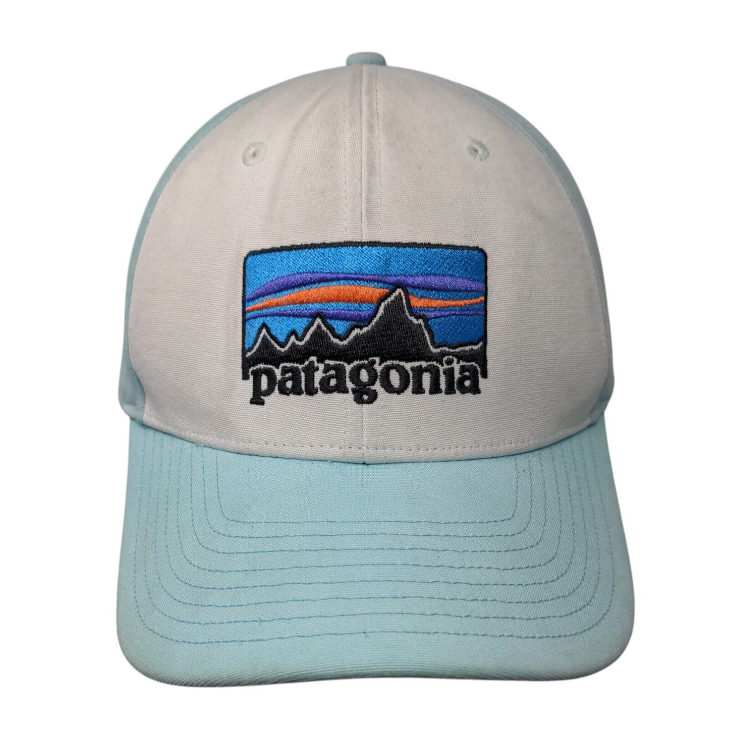 Patagonia Snapback Hat Blue Large Adjustable Embroidered Vented Holes 6 Panel