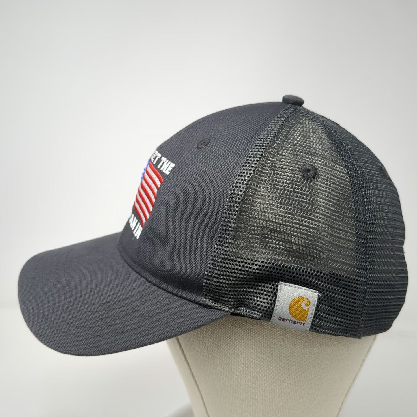 Carhartt Trucker Hat Gray One Size American Flag Snapback Graphic Mesh Hat