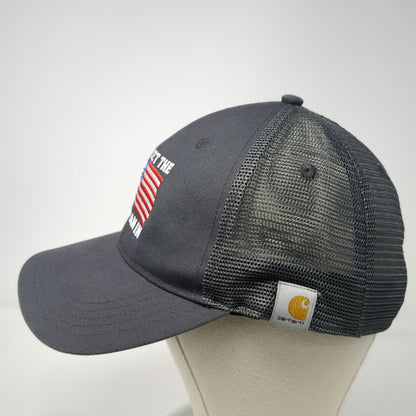 Carhartt Trucker Hat Gray One Size American Flag Snapback Graphic Mesh Hat