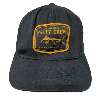 Find Refuge in The Sea Salty Crew Snapback Trucker Hat Black One Size Mesh Back