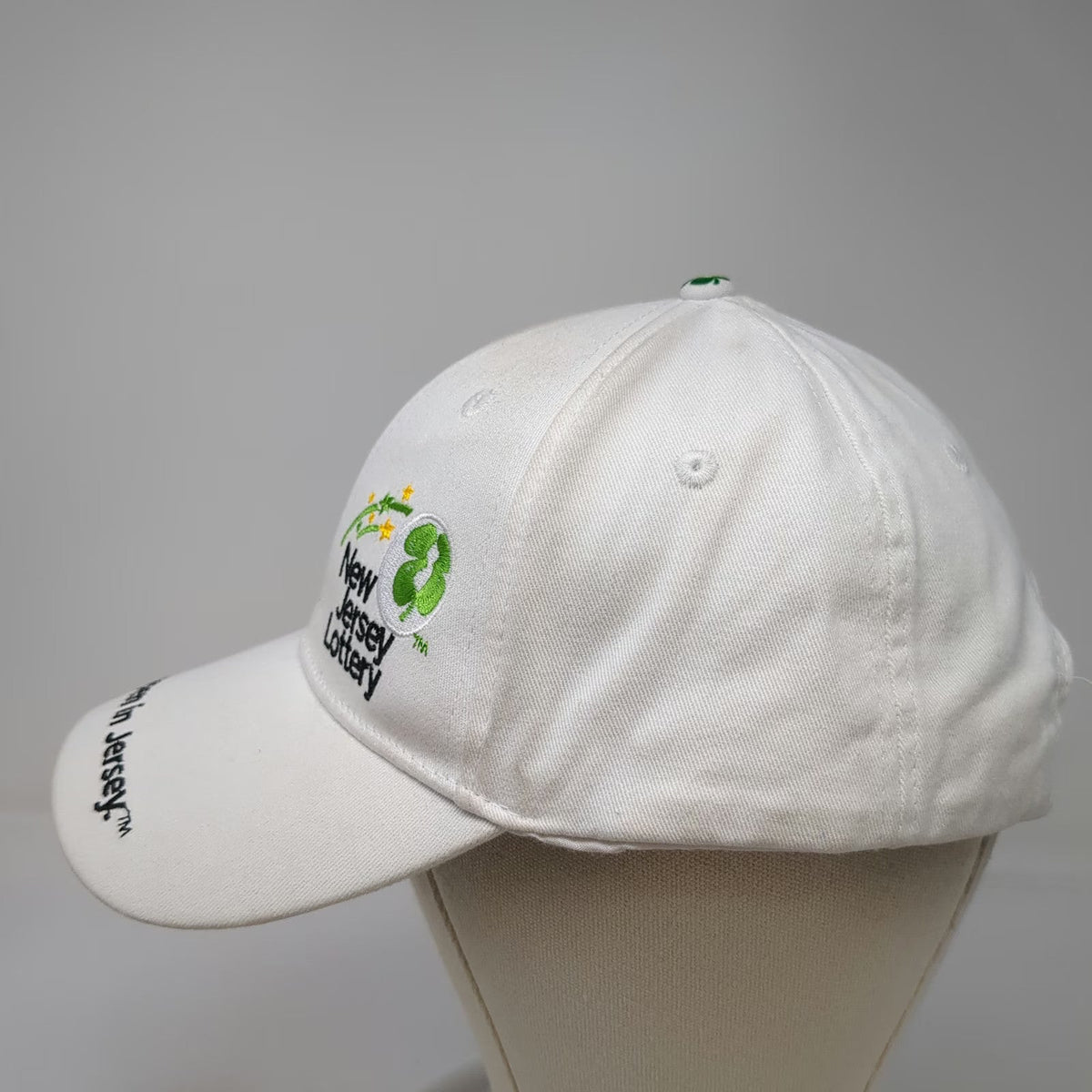New Jersey Lottery White Baseball Cap OSFM Anything Can Happen In Jersey Logo