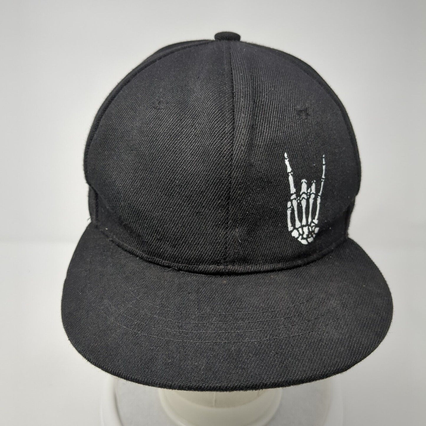 Skeleton Hand Rock On Snapback Hat Black One Size Adjustable 6 Panel