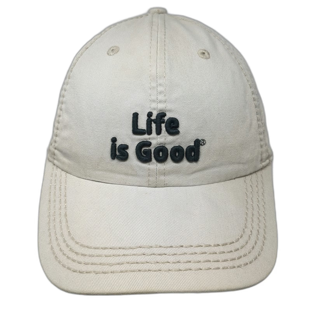 Life is Good Baseball Cap Beige One Size Adjustable Strapback Cotton Hat Quote