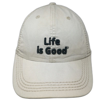 Life is Good Baseball Cap Beige One Size Adjustable Strapback Cotton Hat Quote