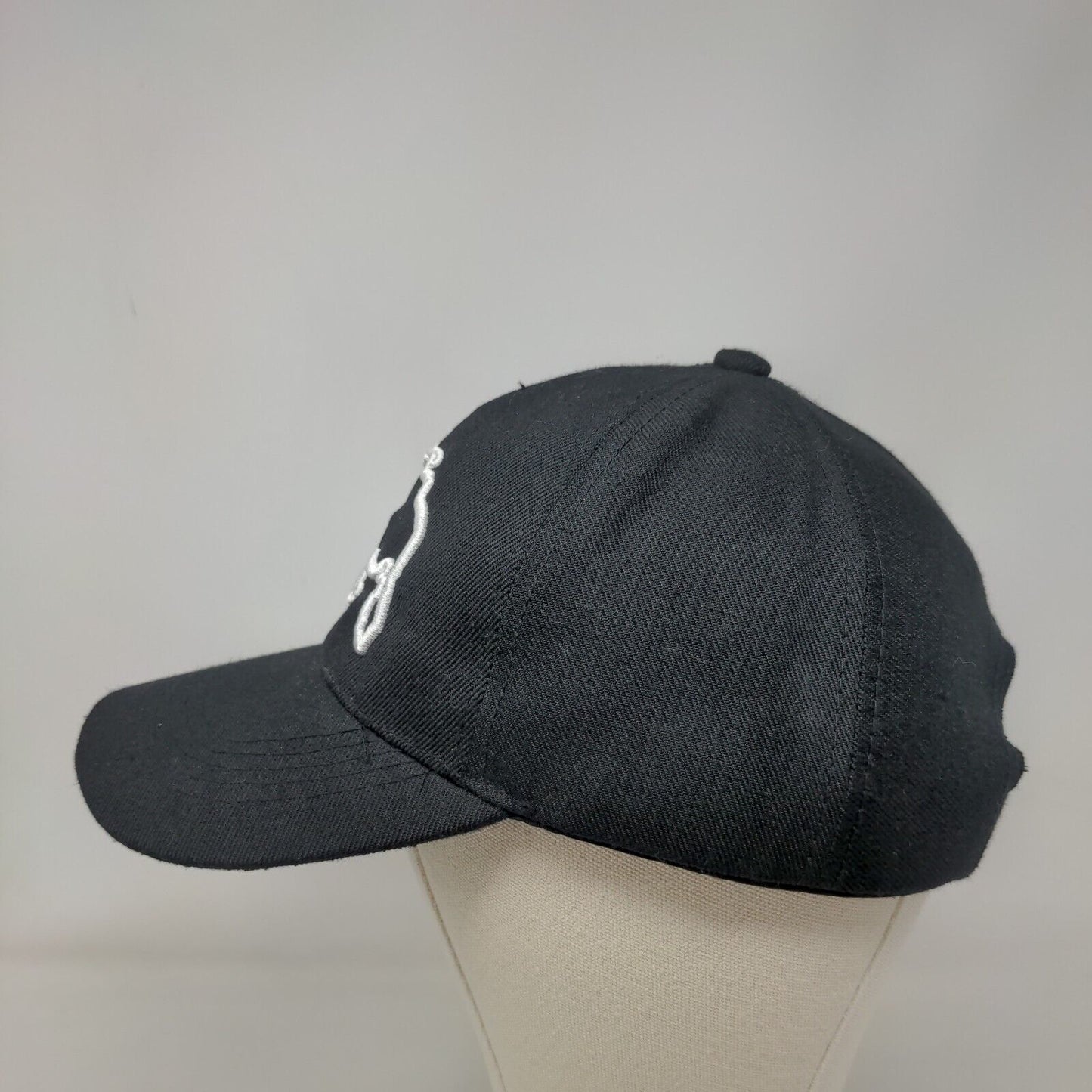 Unbranded Strapback Hat Black One Size Adjustable Embroidered 6 Panel