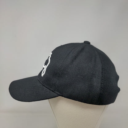 Unbranded Strapback Hat Black One Size Adjustable Embroidered 6 Panel