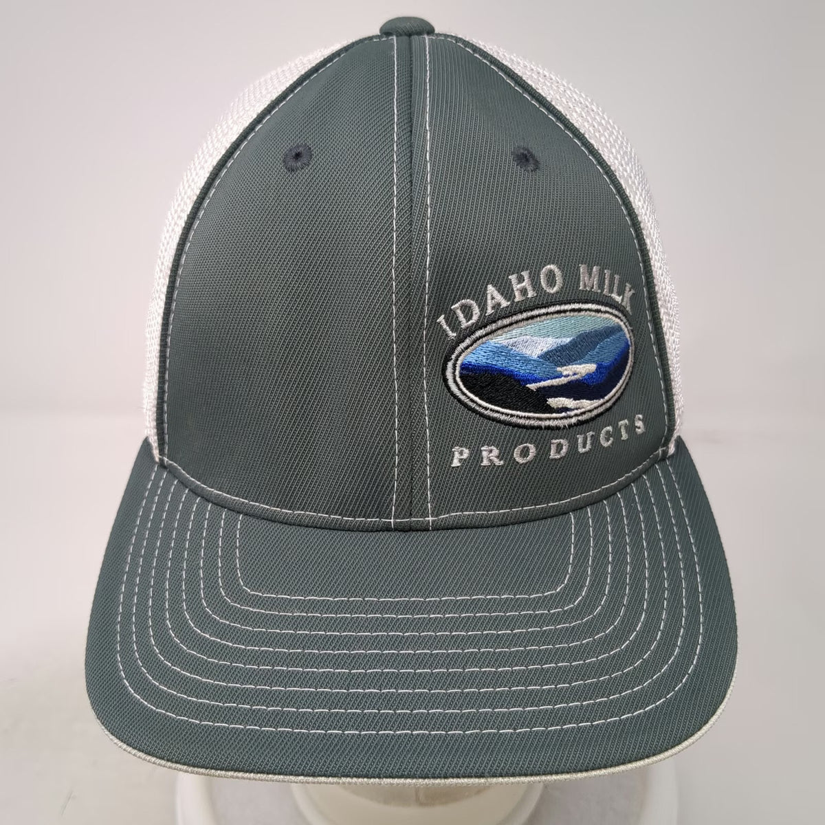 Pacific Headwear Baseball Cap Gray XL Idaho Milk Products Maintenance Fitted Hat