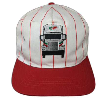 Tonkin 5 Panel White Red Pinstripe Truck Hat Semi Graphic One Size Snapback