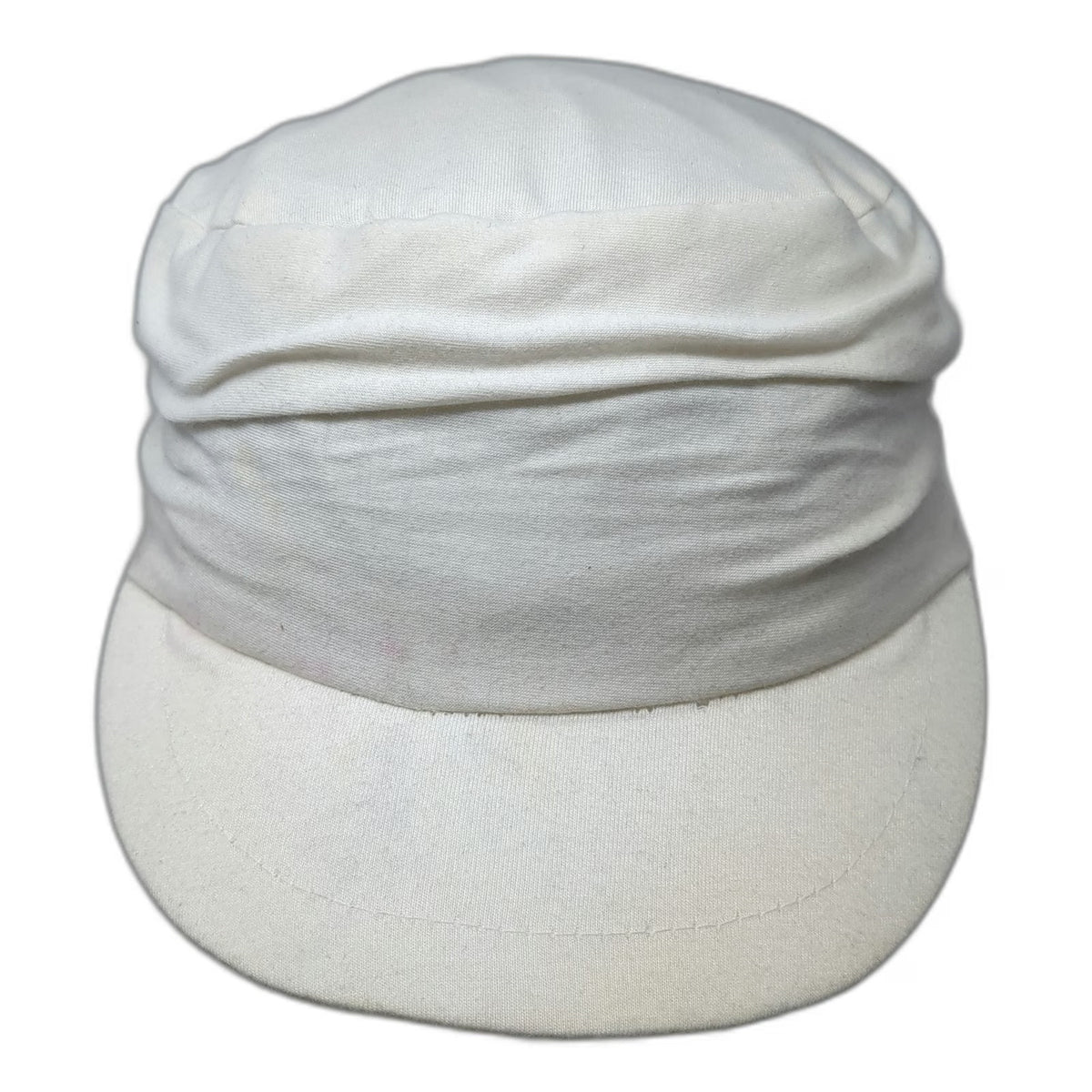 Payless ShoeSource Army Cap White One Size Cotton Ruched Crown Elastic Back Hat