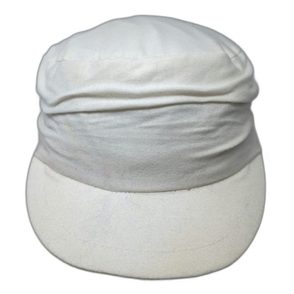 Payless ShoeSource Army Cap White One Size Cotton Ruched Crown Elastic Back Hat