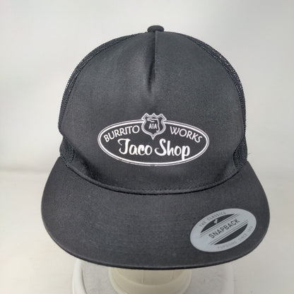 A1A Burrito Works Taco Shop Snapback Trucker Hat Black One Size Mesh Back