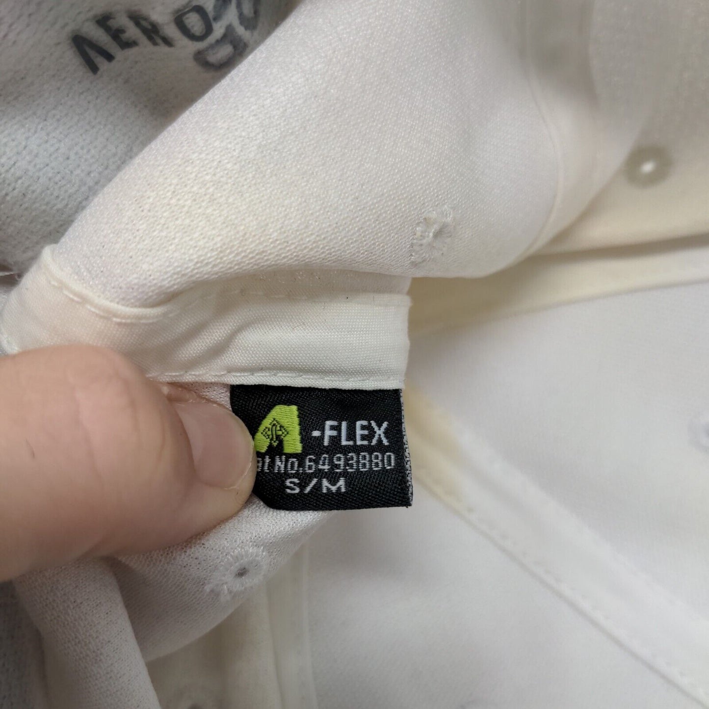Adidas Fitted Hat White S/M Embroidered Logo A-Flex Vented Holes 6 Panel