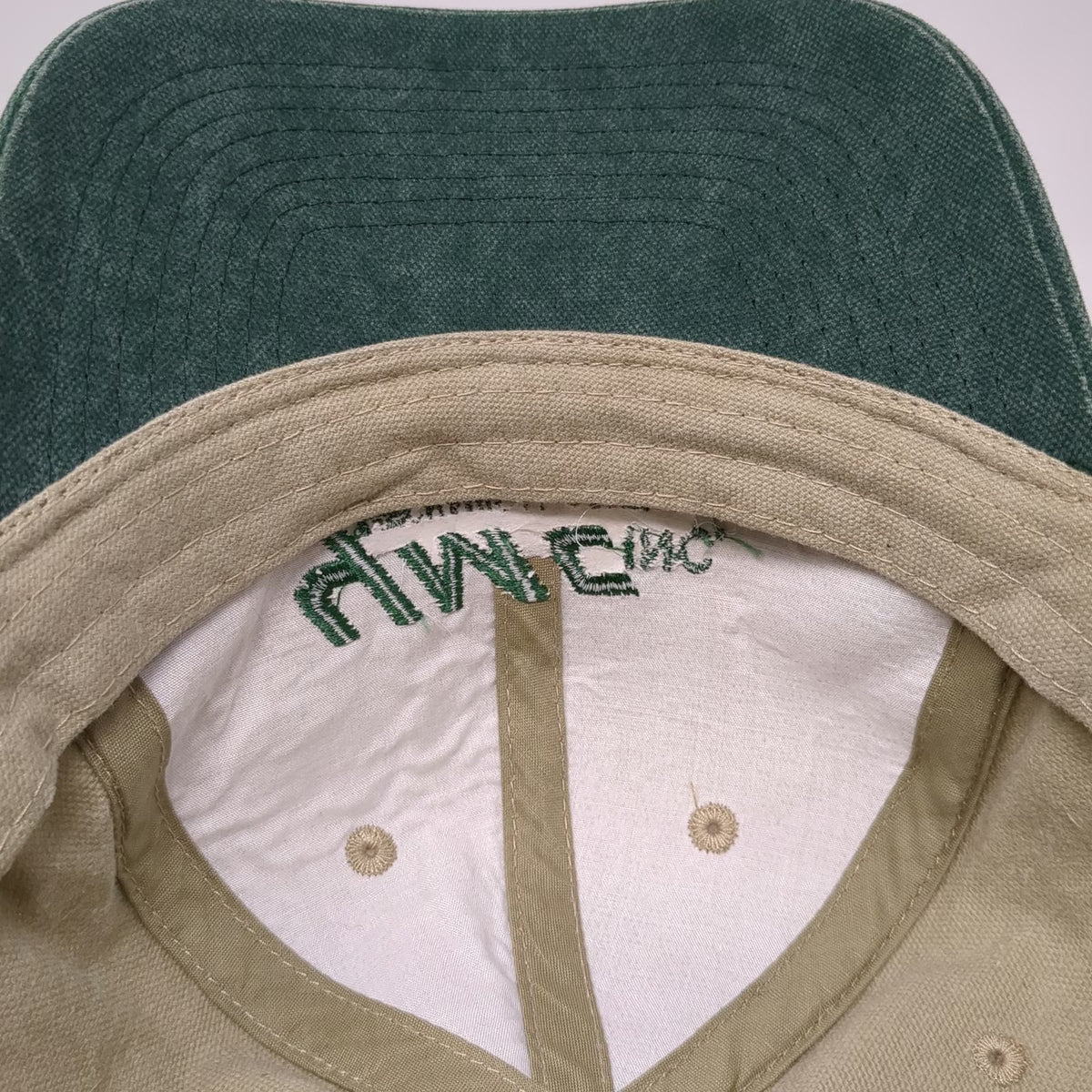 HeadShot Baseball Cap Beige Green One Size YMC Mechanical Contractor Hat