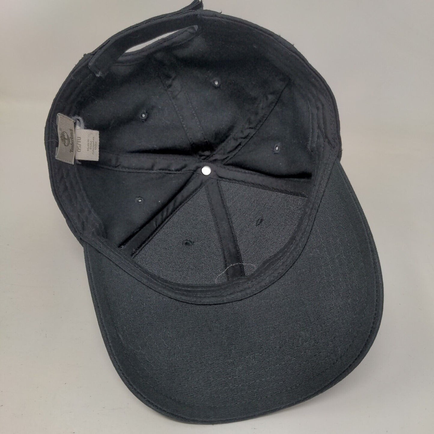 Timberland Leather Patch Strapback Hat Black One Size Adjustable Solid