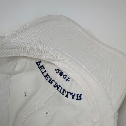 Peter Millar Baseball Cap White Vintage Y2K 2001 Logo Embroidered Slideback Hat