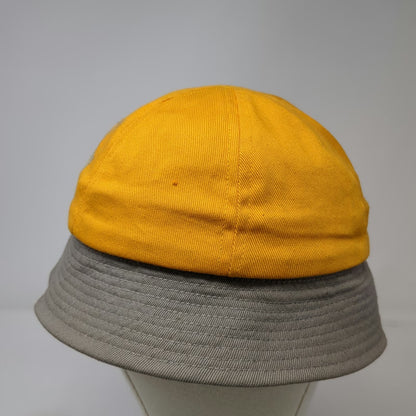 Yellow Bucket Hat M Gray Graphic Two Tone Cotton Twill Wide Brim Idaho Vandals