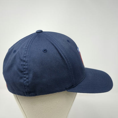 Hurley Baseball Cap Blue XL Fitted Flexfit Stretch Gradient Square Logo Hat