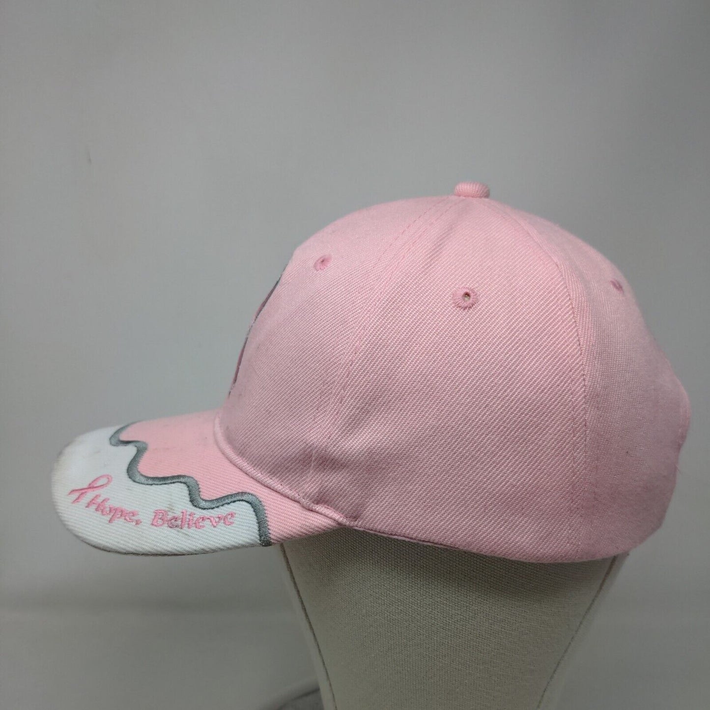 Unbranded Women's Strapback Hat Pink OSFM Embroidered Breast Cancer Awareness