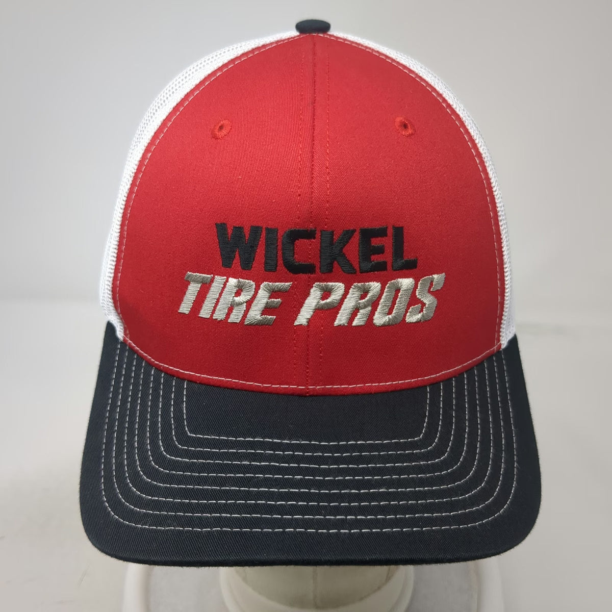 Richardson Trucker Hat Red White Black One Size Wickel Tire Pros Mesh Snapback