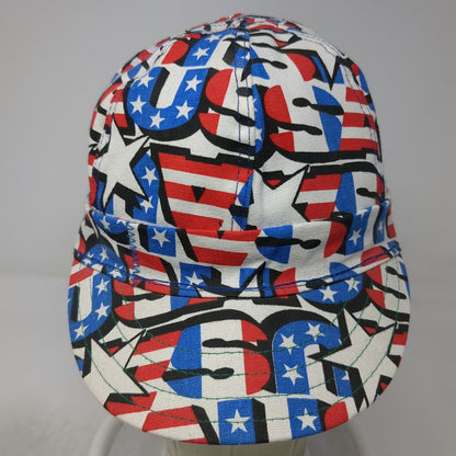 Kromer Baseball Cap White Blue Red 7 1/8 USA Flag Fitted Welder AOP Print Hat