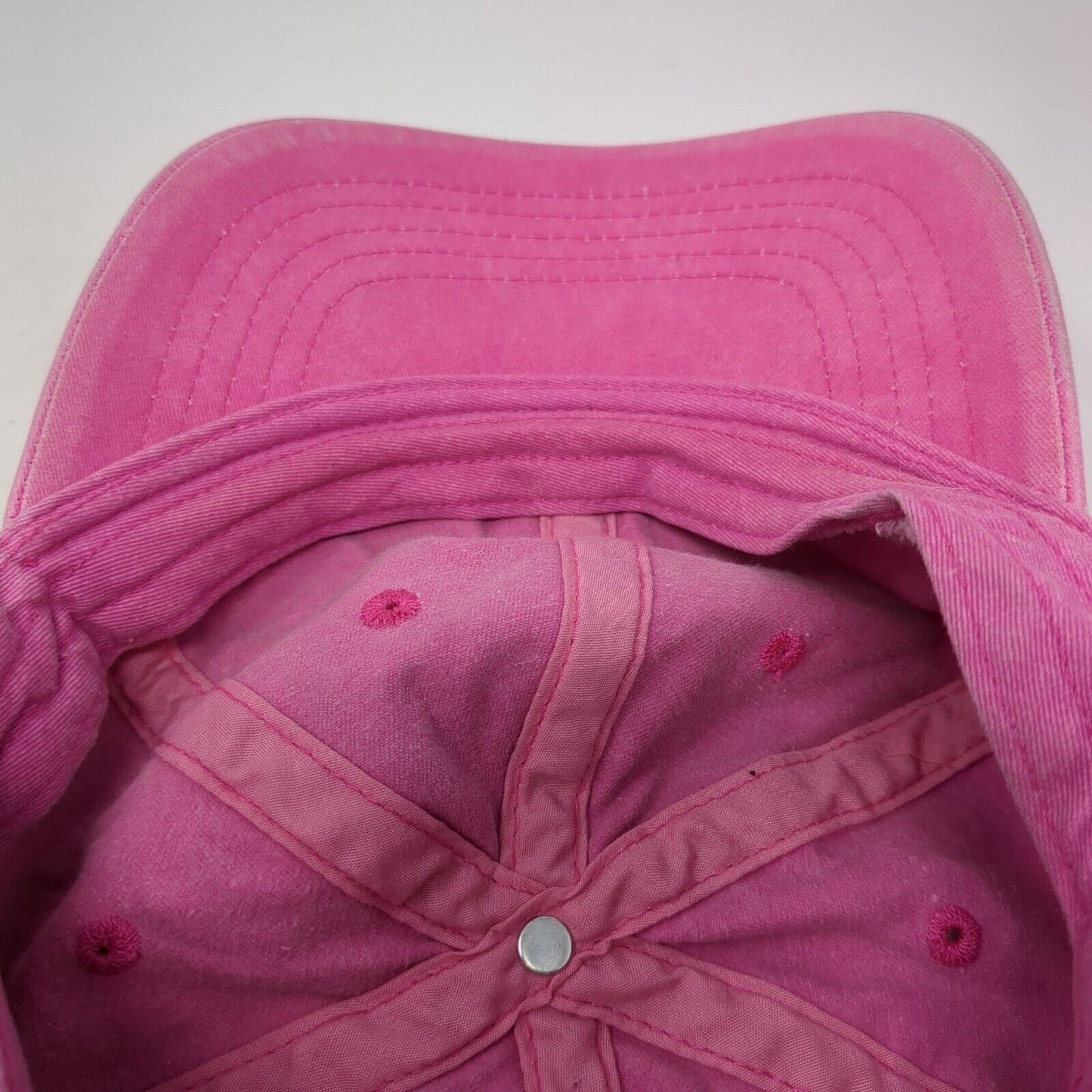 Unbranded Slideback Hat Pink One Size Adjustable Vented Holes 6 Panel Blank
