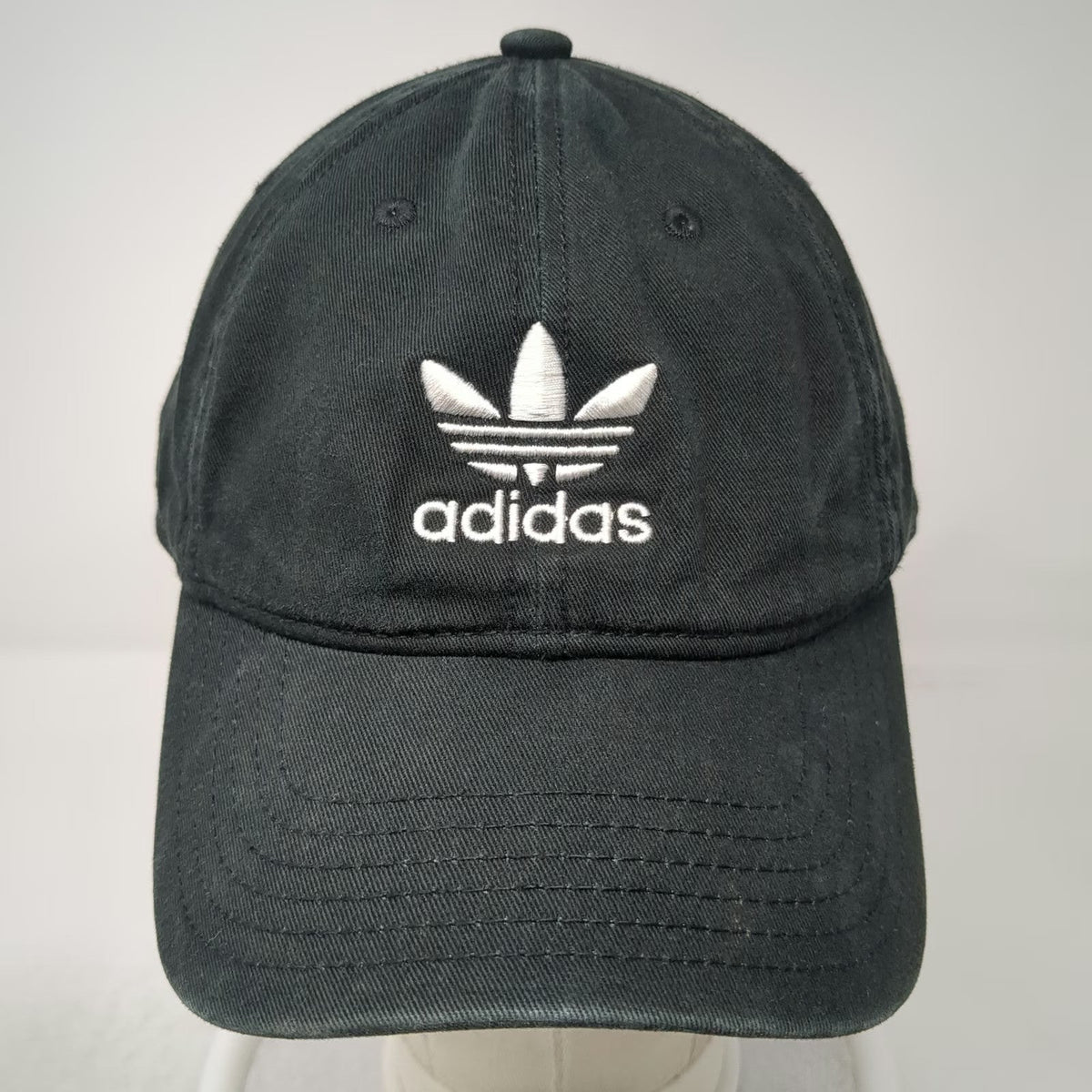 Adidas Baseball Cap Black OSFM Trefoil Logo Slideback Cotton Twill 6 Panel Hat