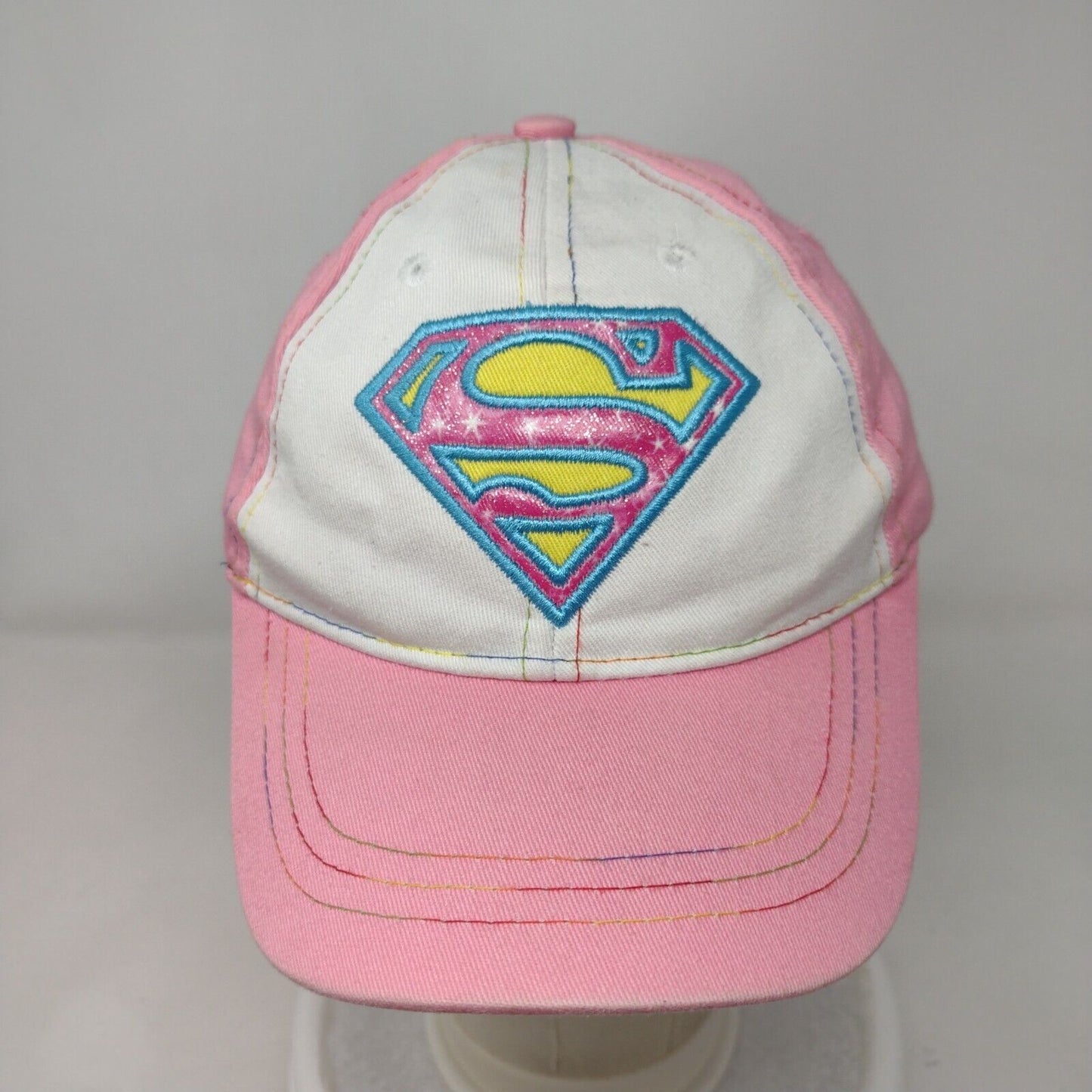 Supergirl Strapback Hat Pink OSFM Adjustable Embroidered 6 Panel DC Comics