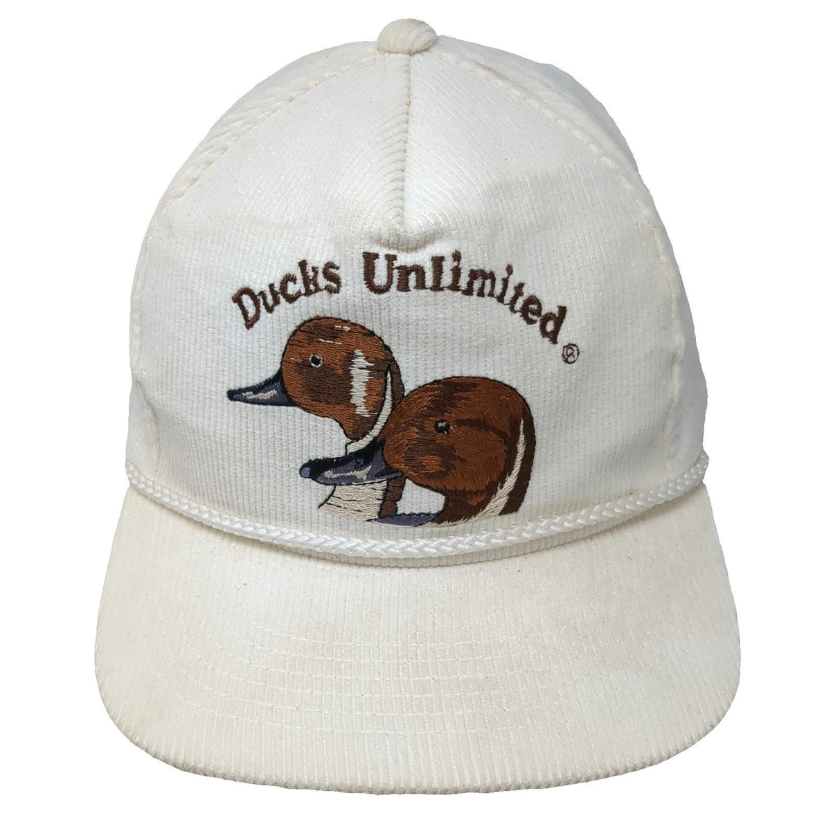 Dorfman Pacific Ducks Unlimited Trucker White Corduroy Rope Brim Hat One Size
