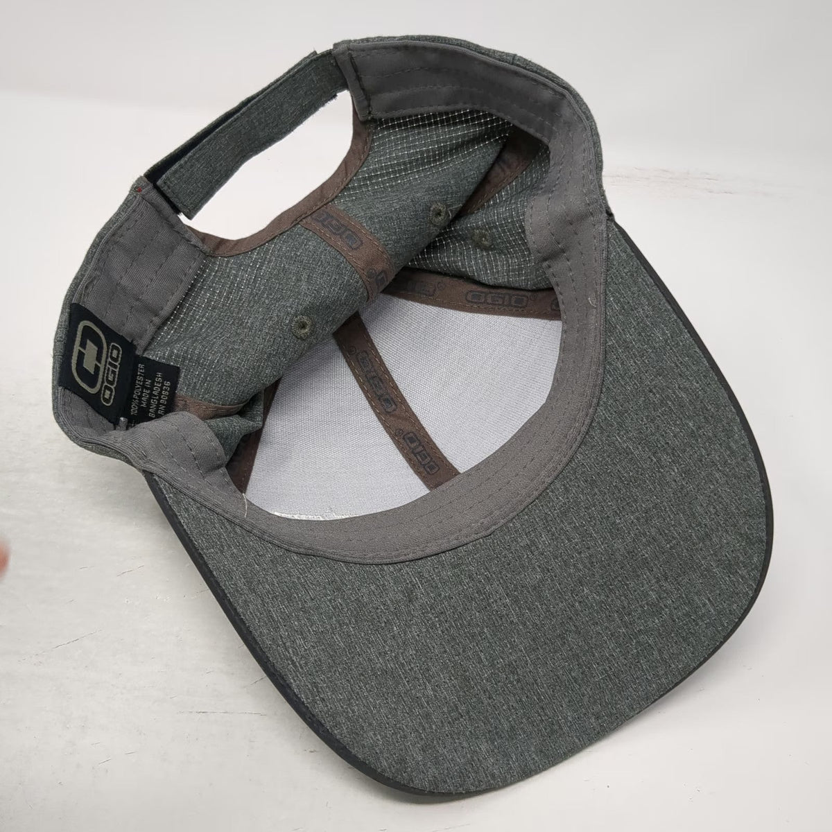 OGIO Baseball Cap Gray OSFM FNT Idaho Embroidery Strapback Heathered Logo Hat