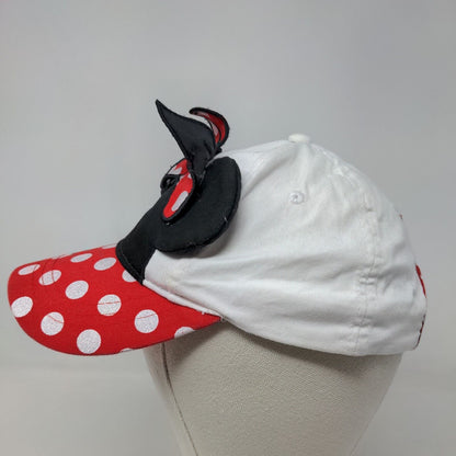 Disney Girl's Minnie Mouse Strapback Hat Red White OSFM Bow Ears Accent