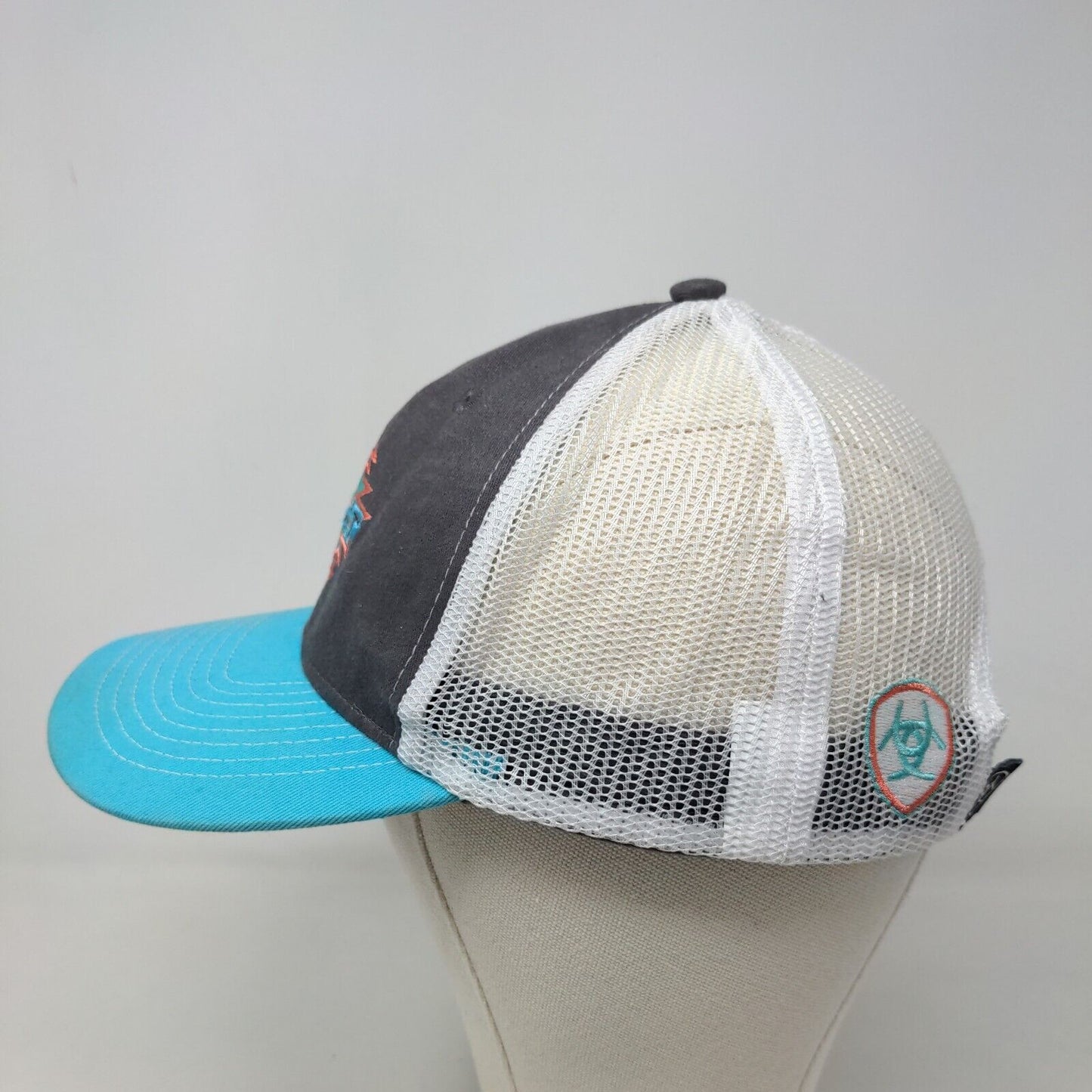 Ariat Boy's Snapback Mesh Back Hat Black Turquoise OSFM Embroidered Western Logo