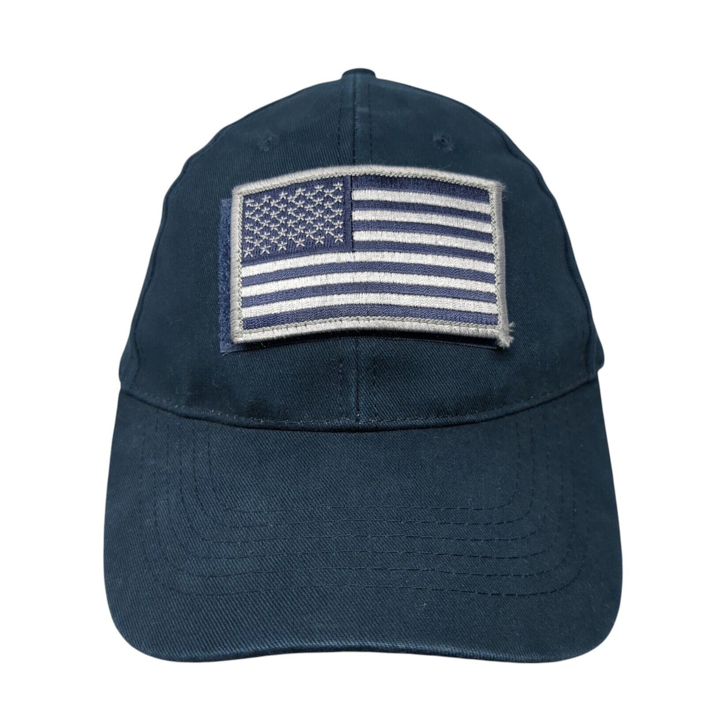 USA American Flag Patch Strapback Hat Blue One Size Eagle Crest 6 Panel