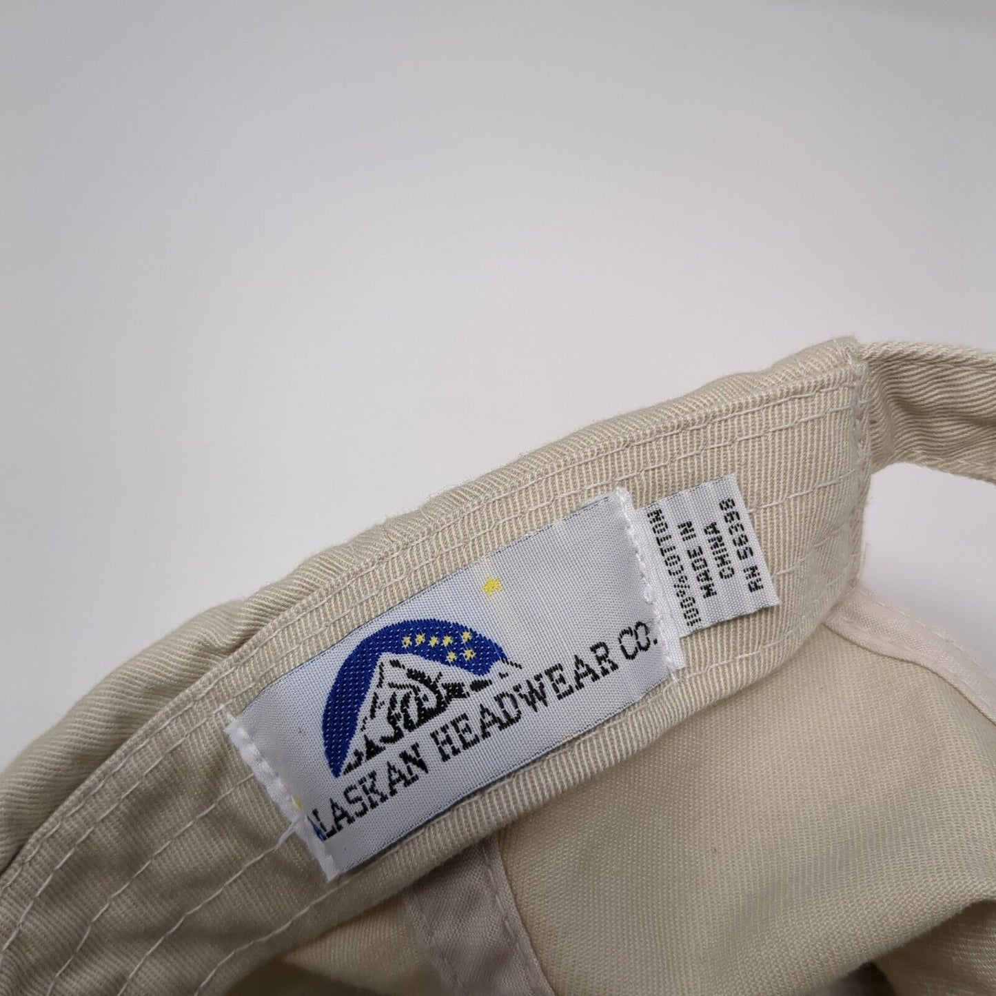Alaska Slideback Hat Tan One Size Adjustable Embroidered Vented Holes 6 Panel