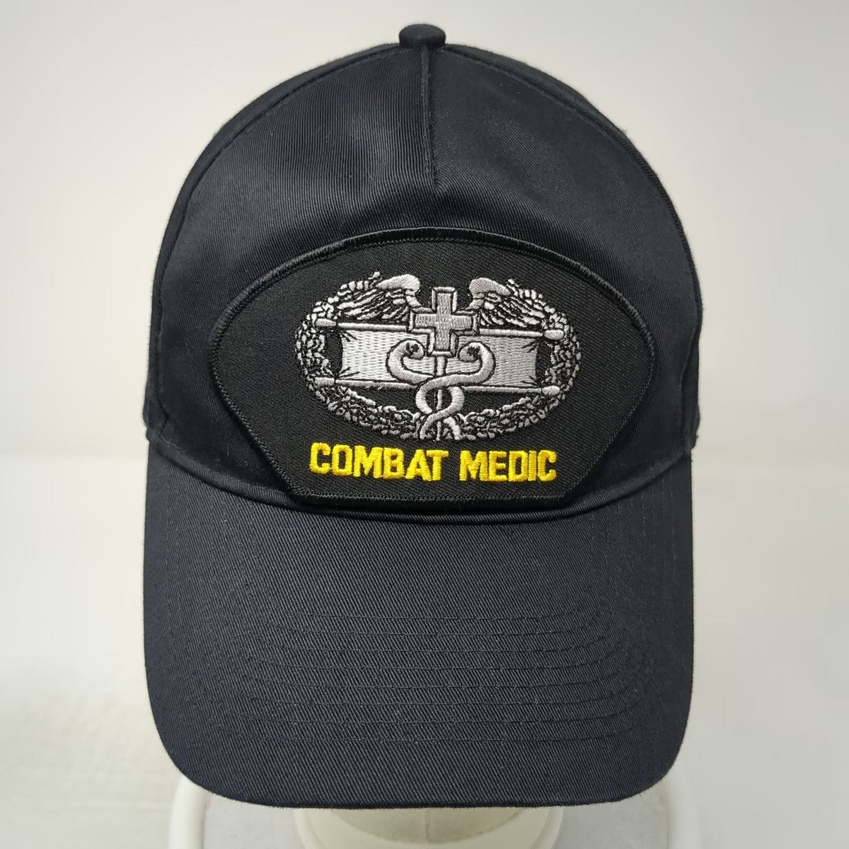 OTTO 5 Panel Black One Size Snapback Combat Medic Army Badge Embroidery Hat