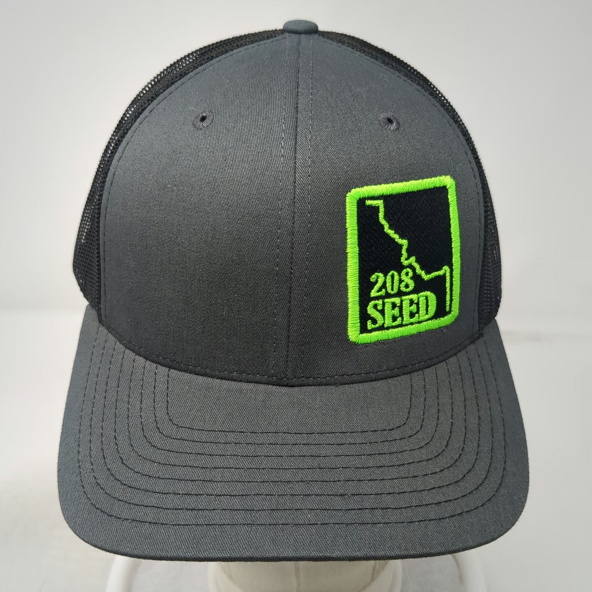 Richardson Trucker Hat Gray One Size 208 Seed Idaho Patch Snapback Mesh Cap Logo