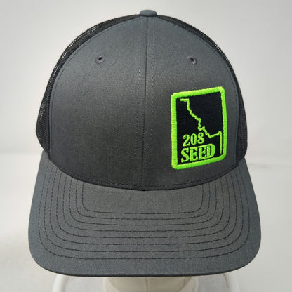 Richardson Trucker Hat Gray One Size 208 Seed Idaho Patch Snapback Mesh Cap Logo