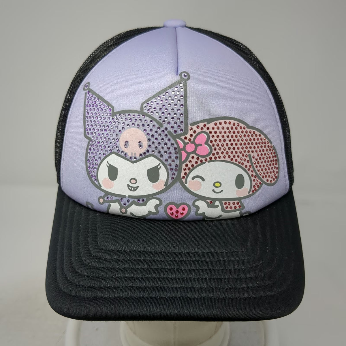 Sanrio Trucker Hat Purple One Size Kuromi My Melody Rhinestone Mesh Snapback