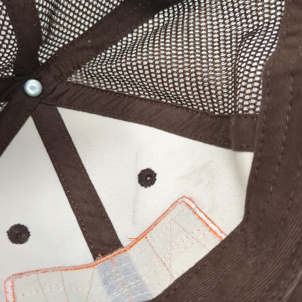 Costa Baseball Cap Brown One Size Fish Skeleton Patch Mesh Back Strapback Hat