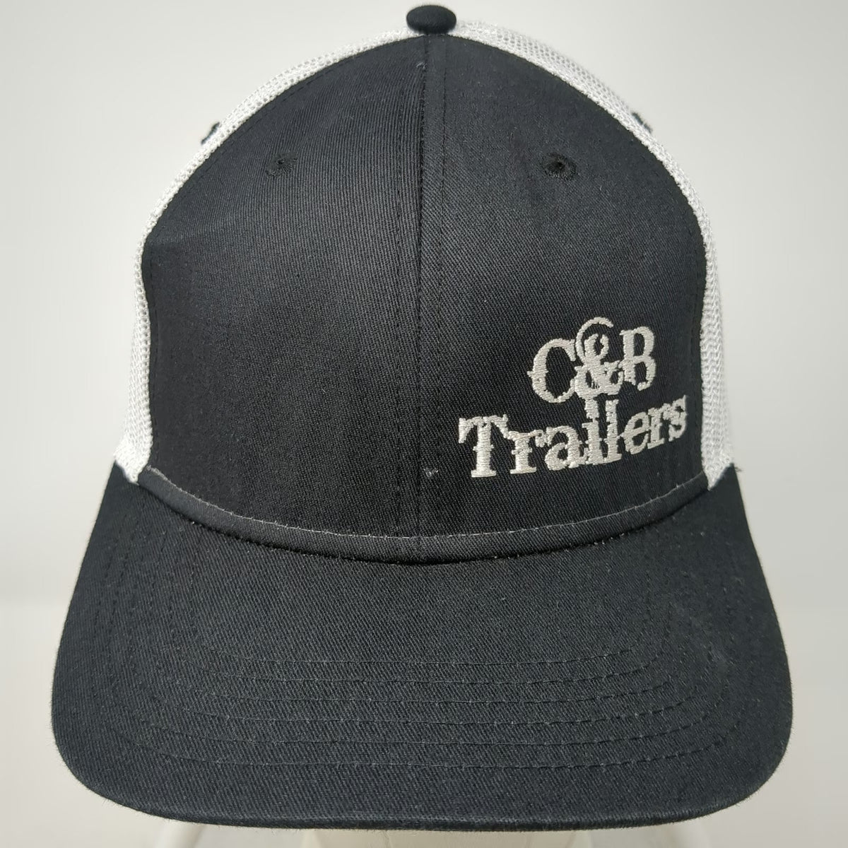 OTTO Trucker Hat Black White One Size C&B Trailers Logo Mesh Snapback 2-Tone