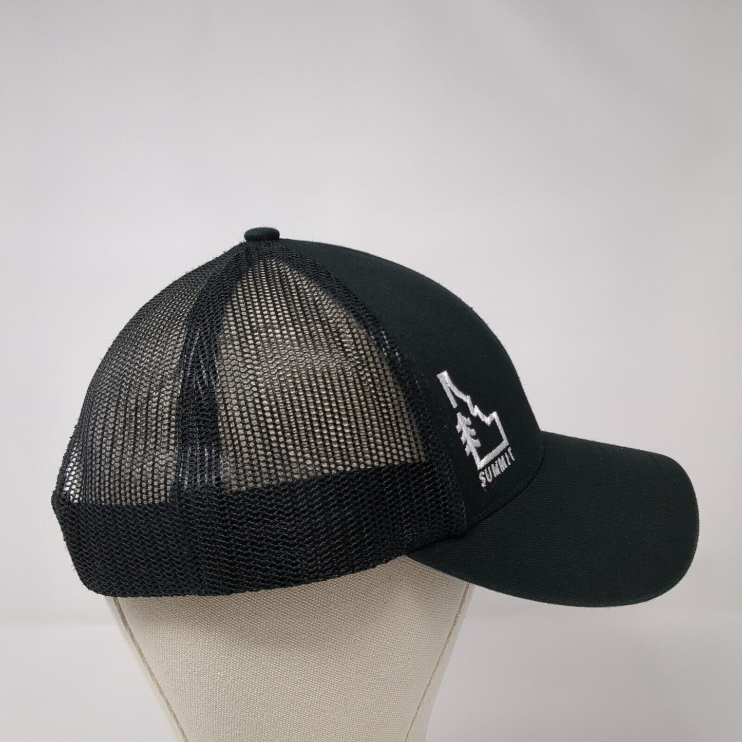 Idaho Summit Snapback Trucker Hat Black One Size Mesh Back Outdoor Cap
