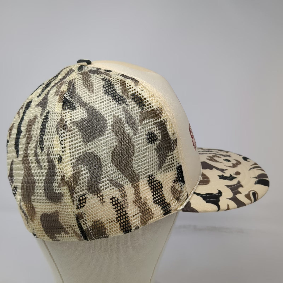 Winner Superdeck Duck Camo Beige Brown Trucker Hat One Size Mesh Rope Snapback